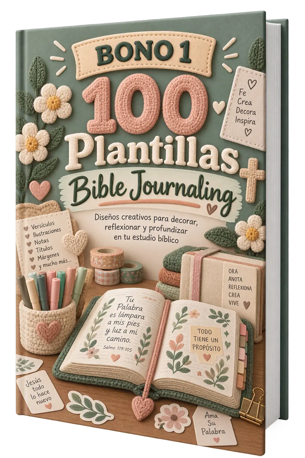 Mockup de 100 Plantillas Bible Journaling.