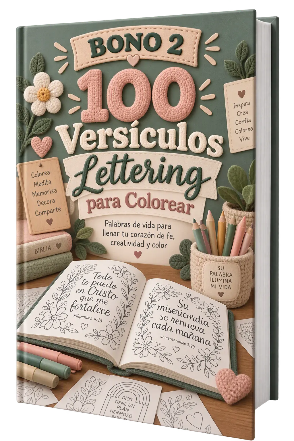 Mockup de 100 Versículos Lettering para Colorear.