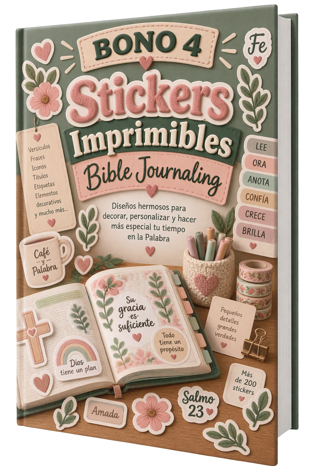 Mockup de Stickers Imprimibles Bible Journaling.